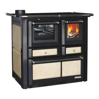 Festbrennstoffherd Westminster K85F beige Backofen links mit Stahlplatten-Kochfeld - Beige