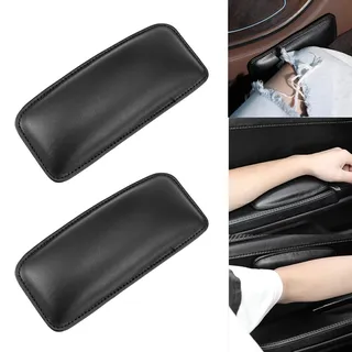 LEZED Auto Beinkissen Knieschoner, Leder Auto Beinpolster, 2 Stück Schwarz Auto kniepolster Soft Pad, Selbstklebendes Autotür Armlehnenkissen, Universal Auto Armlehnen Polster für Auto Konsole
