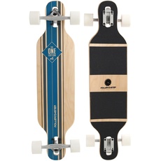 RollerCoaster Longboards Drop-Through The ONE Edition: Feathers, Palms, Stripes (Stripes: blau)