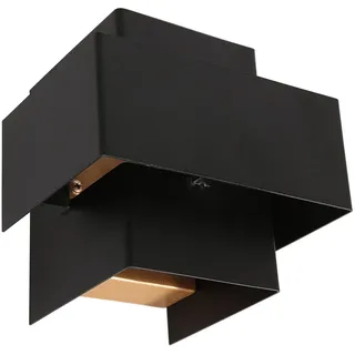 Licht-Erlebnisse Blandal Wandleuchte Metall Schwarz Gold H:13 cm G9 Modern