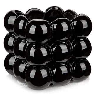 Arborus 13 cm Pflanzentopf Keramik Blumentöpfe Schwarz Blumentopf Blumen Übertopf Klein Riffel Übertopf für Zimmerpflanzen Blumenkübel Pflanzkübel Ästhetik Deko Tisch Deko Bad Deko Zimmer Deko