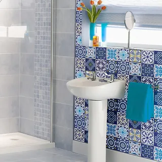 Ambiance Sticker Selbstklebende Wandfliesen für Küche und Bad Janeiro - 9 Stück Aufkleber 15 x15 cm