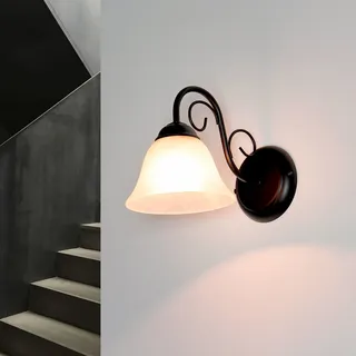 Wandleuchte Wandlampe Weiß Schwarz E14 Landhaus Rustikal Glas Metall innen