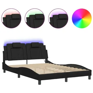 vidaXL Bettgestell "Viana" mit LED ohne Matratze Schwarz 120x200 cm - Schwarz