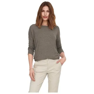 ONLY Damen Dünner Strickpullover | 3/4 Langarm Rundhals Shirt | Knitted Basic Stretch Sweater ONLGLAMOUR, Farben:Braun-2, Größe:XL