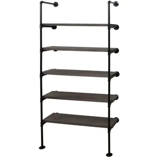 MCW Standregal Grau, Braun , Holz , 80x165x28 cm , Wohnzimmer, Regale, Bücherregale