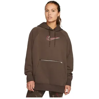 Nike Sportswear Po Os Bb Fleece Print Kapuzenpullover - Baroque Brown / White - XL