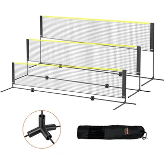 Vevor Badmintonnetz, höhenverstellbares Volleyballnetz, 420 x 155 x 103 cm Faltbares Pickleballnetz, Tragbares Tennisnetz-Set mit Stangen, Ständer und Tragetasche, im Garten, Drinnen & Draußen