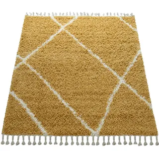 Paco Home Helsinki 531 Hochflor-Teppich 140 x 200 cm Gelb