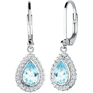 Elli Ohrringe Damen Tropfen Festlich Elegant mit Zirkonia Kristalle | mit Topas Edelstein Blau 925 Sterling Silber