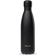 QWETCH - Isothermische Originals Flasche - Ganz schwarz 500ml - Nomadische Edelstahlflasche - 24h Kalt und 12h Warm - Wasserdicht, BPA-frei & wiederverwendbar