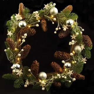 Weihnachts-Tannenkranz Ø39cm Christbaumkugeln Tannenzapfen Stern Weihnachtsdeko