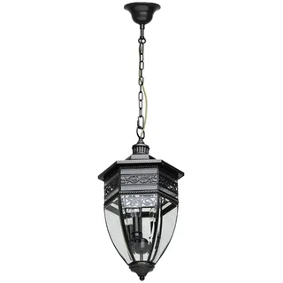 Hängeleuchte außen IP44 Schwarz E14 Glas Echt-Messing Außenlampe Terrasse Hof