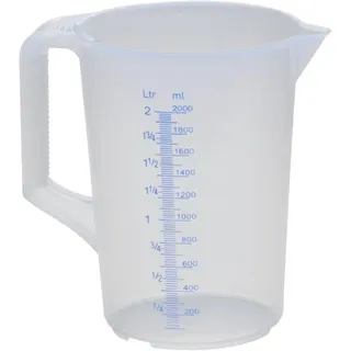 Hünersdorff Messkanne 2000 ml PP, 2 Skalen geschlossener Griff, transparent