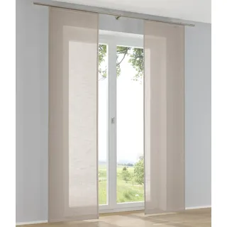 Kutti 2er Set Schiebegardinen Raumtrenner Boston Taupe Leinenoptik Schiebevorhänge mit Paneelwagen B 60 x H 145 cm