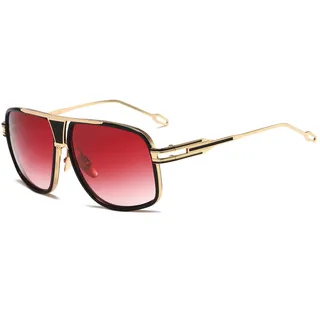 kimorn Sonnenbrille für Herren Retro Goggle Metallrahmen Classic Eyewear AE0336 (Gold/Farbverlauf Rosa, 62)