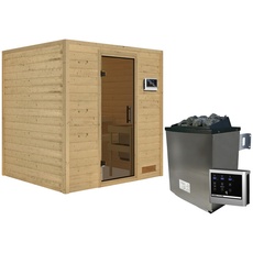 Bild Karibu Sauna Anja Fronteinstieg, 9 kW Saunaofen mit externer Steuerung, für 3 Personen - beige