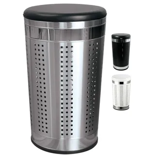 MSV Wäschekorb Wäschesammler Wäschetruhe mit Sitzkissen Rund, 60,5 cm Höhe Metall