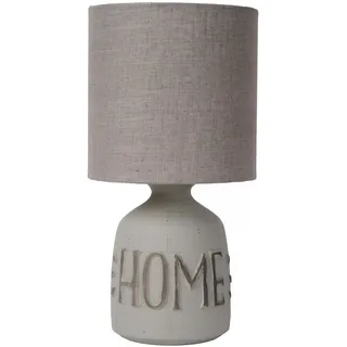 Tischlampe Keramik Stoff Grau Schlafzimmer 32,5 cm klein E14 Nachttisch Leuchte