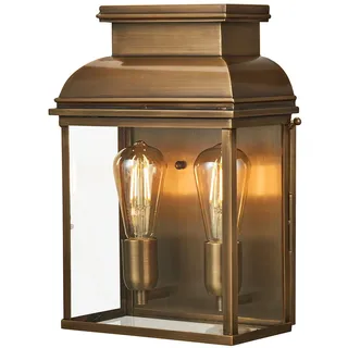 Licht-Erlebnisse NORTH Messing Außenwandleuchte IP44 Vintage Laterne E27