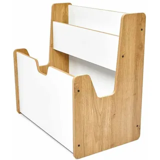 Hanah Home Bücherregal im skandinavischen Stil, Weiß & Natur, 57 x 55 x 34 cm | 100% MDF, 12 mm Stärke | Moderne Aufbewahrungslösung