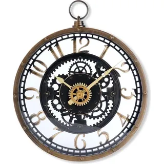 Industrielle Wanduhr 26,5 cm mit schwarzen Zahnrädern - Grau