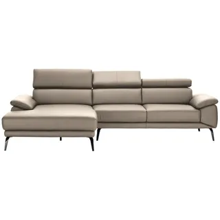 Novel Ecksofa , Creme , Metall , Echtleder , Rindleder , Ottomane links, L-Form , 295x187 cm , Typenauswahl, Lederauswahl, Stoffauswahl, seitenverkehrt erhältlich, Hocker erhältlich, Rücken echt , Wohnzimmer, Sofas & Couches, Wohnlandschaften, Ecksofas