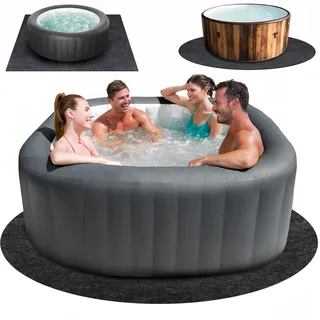 203,2 x 203,2 cm runde Whirlpool-Matte, extra große aufblasbare Spa-Pad, wasserdichte, rutschfeste Unterseite, saugfähiger Pool-Bodenschutz für den Innen- und Außenbereich, Deck