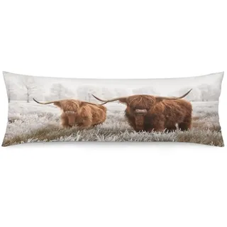 Highland Cow Body Pillow Cover Western Cow Animal Wildlife Farm House Grassland Long Pillow Case with Zipper Decorative Bedding Pillowcase Farmhouse Cushion Pillow Covers for Couch Bedroom,50,8 x