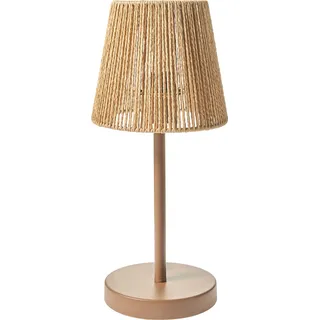 BELIANI Tischlampe mit braunem Papierkordelschirm und mattem Eisenfuß im Boho-Stil für Schlafzimmer und Wohnzimmer - Braun
