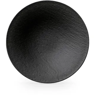 Villeroy & Boch – Manufacture Rock Schale Schwarz Matt, Deko Teller, Dekoschale, Platzteller, Schwarze Schale, Schüssel, Geschirr, Tiefer Speiseteller, Essteller, Schieferoptik, Premium Porzellan