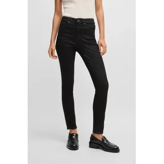 Slim-fit-Jeans BOSS ORANGE "Maye High Rise Slim Premium Damenmode", Damen, Gr. 25, Länge 34, schwarz (schwarz 001), Denim/Jeans, Obermaterial: 92% Baumwolle, 6% Polyester, 2% Elasthan, unifarben, körpernah normal, Jeans Slim-fit-Jeans, mit BOSS Leder-Badge