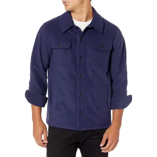 Amazon Essentials Herren Langärmlige Polarfleece-Hemdjacke Für Den Winter, Marineblau, S