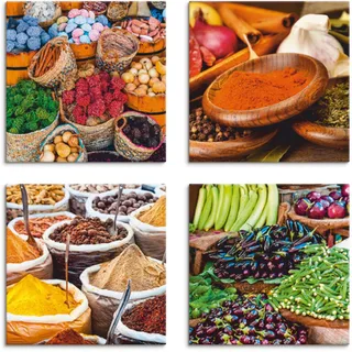 Artland Leinwandbild »Gewürz und Kräuter Sortiment« Lebensmittel 4 Stk. tlg. 4er Set, verschiedene Größen, bunt