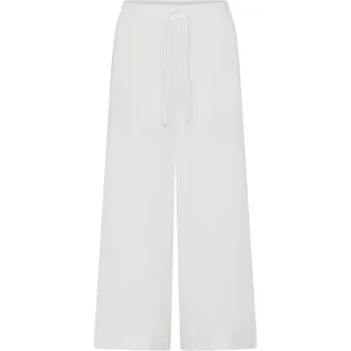 Leinenhose MAC "CALLIE cropped", Damen, Gr. 40, N-Gr, weiß, Web, Obermaterial: 100% Leinen, gestreift, normal lang, Hosen Leinenhose, gestreift mit Kordelzug