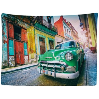 Ulticool - Auto Kuba Vintage Indoor - Wandteppich - 200 x 150 cm - Großer Wandteppich - Poster Dekoration - Hippie Retro Zubehör Bohemian - Leinwand - Malerei - Tapestry