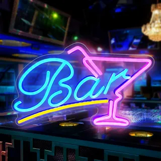 Bar Neon Schild Cocktails Neon Neonlichter, LED Leuchtreklame Bier Mit USB, Leuchtreklame Bar Für Wanddekoration Cocktails Schriftzug Neon Licht, Neonlicht 3D Wanddeko Für Hausbar, Club, Bistro, Party