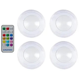 Grundig Kabelloses LED Lampenset – Nachttischlampe mit Fernbedienung – LED Tischlampe Selbstklebend – Nachtlicht mit Farbwechsel – Batteriebetrieb – 4er Set