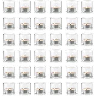 NUPTIO Teelichtgläser Teelichthalter Teelicht Gläser: 36er teelichtglas teelichter Glas teelicht klein windlichter tischdeko Partys Hochzeit Weihnachten 4.6cm Durchmesser