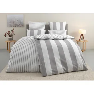 Home affaire Bettwäsche »Sari« 2 tlg. in verschiedenen Qualitäten, maritime Bettwäsche mit Streifen, grau