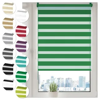 Sonello Doppelrollo Klemmfix ohne Bohren 95 cm x 150cm Grün Fensterrollo | Fenster Rollos Für Innen, Klemmrollo, Sonnenschutzrollo, Duo Rollo für Fenster & Tür, Zebrarollo, Tag und Nacht Rollo