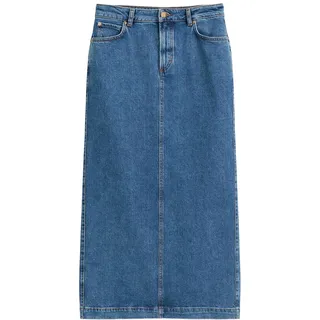 Marc O'Polo Damen Jeansrock mit Beinschlitz Regular Fit, Blau (Deep Mid Blue Wash), 27