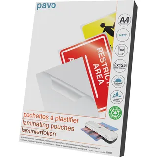 Pavo 8029686 Laminierfolientasche, DIN A4, matt, 250 mic