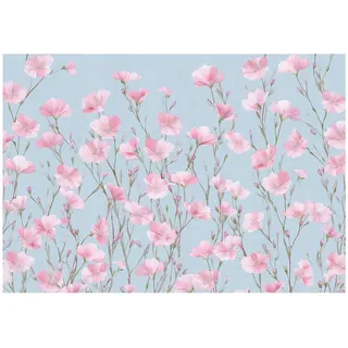 Wallarena Fototapete Blumen Wiese Rosa 300x210 cm , Papier , Uni , Rechteckig , 300x210 cm , FSC 100% ,