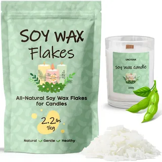 UNOTENA Sojawachs Flocken für Kerzen, Wachs Kerzenwachs 226G/9KG/18KG, Kerzenwachs zum Gießen, 100% Natürliches Öko Sojawachs für Kerzen[ 1KG ]