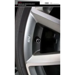 Audi Ventilkappen mit Ringe Logo, Universell, Schwarz/Silber