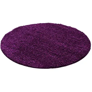 Ayyildiz Hochflorteppich , Lila , Textil , Uni , rund , Oeko-Tex® Standard 100 , für Fußbodenheizung geeignet, schmutzabweisend, für Hausstauballergiker geeignet, lichtunempfindlich, antistatisch, pflegeleicht, strapazierfähig, leicht zusammenrollbar , Teppiche und Böden, Teppiche, Runde Teppiche