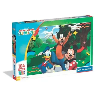 Puzzle für Kinder von Clementoni, Mickey Mouse, Maxi Super Color, 104 Teile, ab 4 Jahren, 62x42 cm