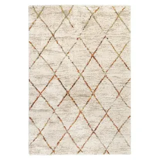 Hochflor Teppich - Blend Lines Creme Bunt | Klassik - Orange