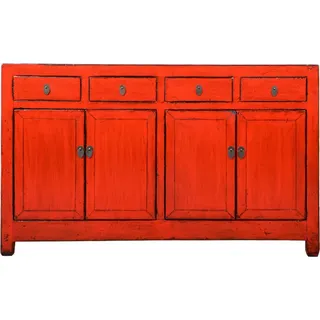 Fine Asianliving Chinesische Kommode chinesisches Sideboard chinesischer Schränke China Möbel Schrank Orientalischer Asiatischer 153x90x40 - Rot